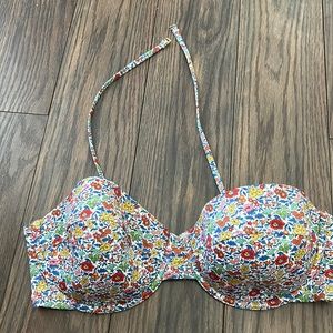 J. Crew Halter Strapless Floral Bikini Top Bra 36D